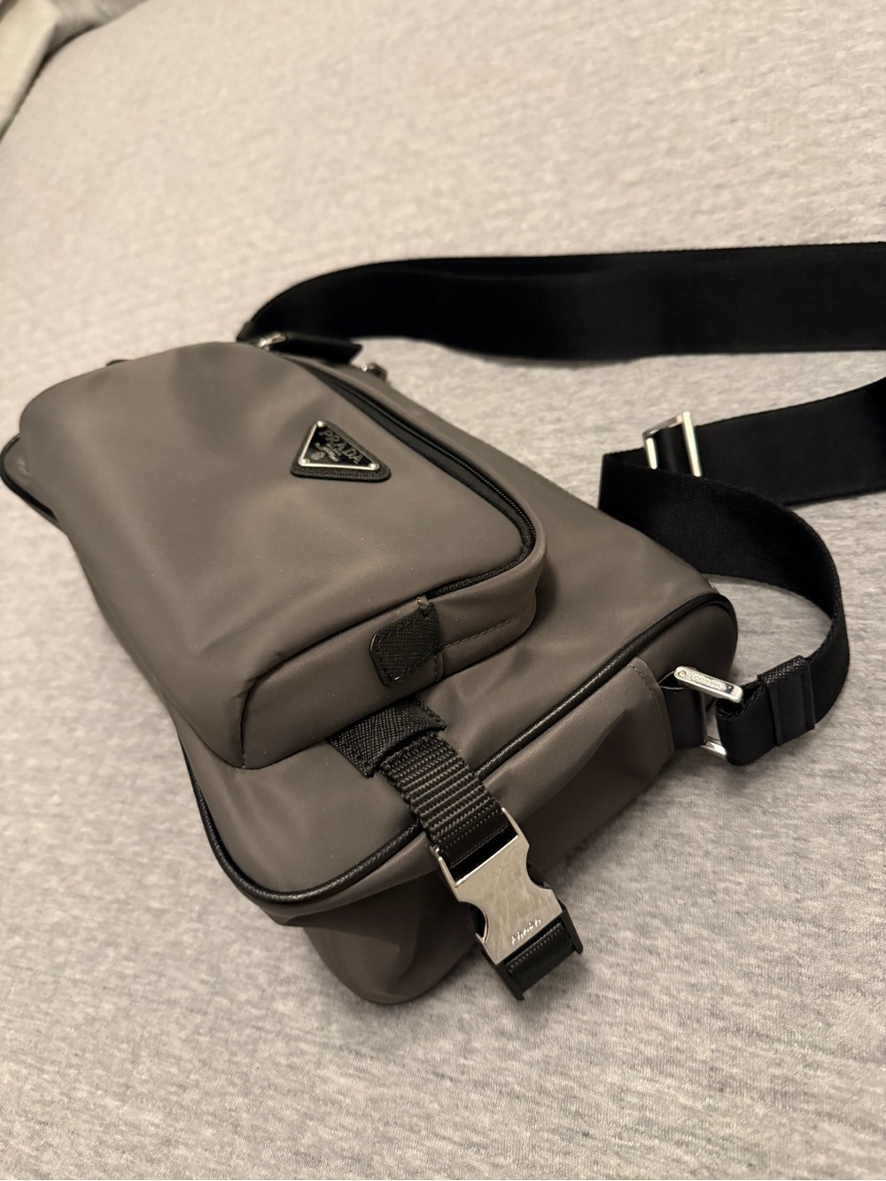 Prada Men’s Brown Nylon Belt Bag with Black Strap - Picture 2 of 4